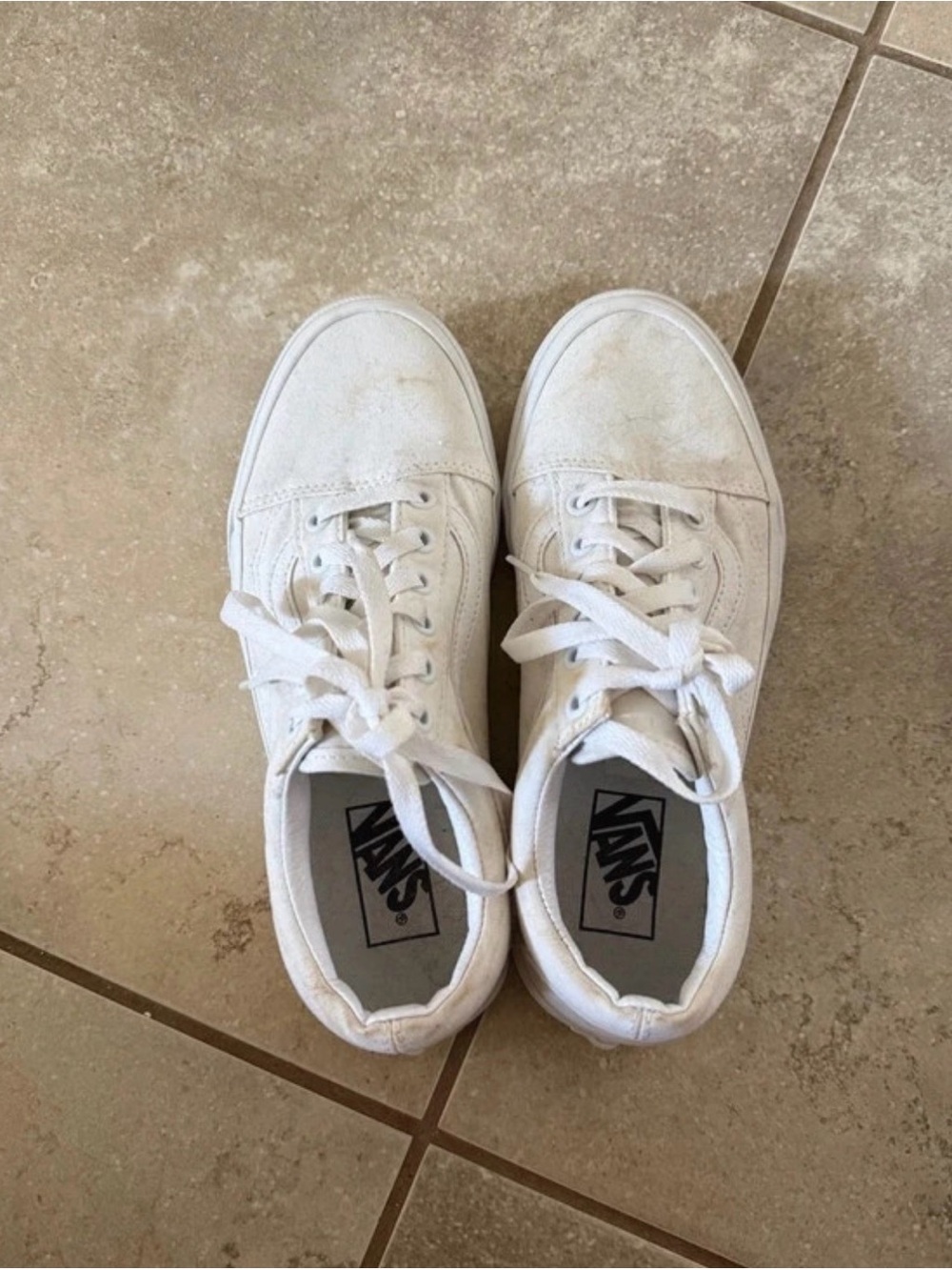 Vans White Low-Top Canvas Sneakers - Classic Lace-Up